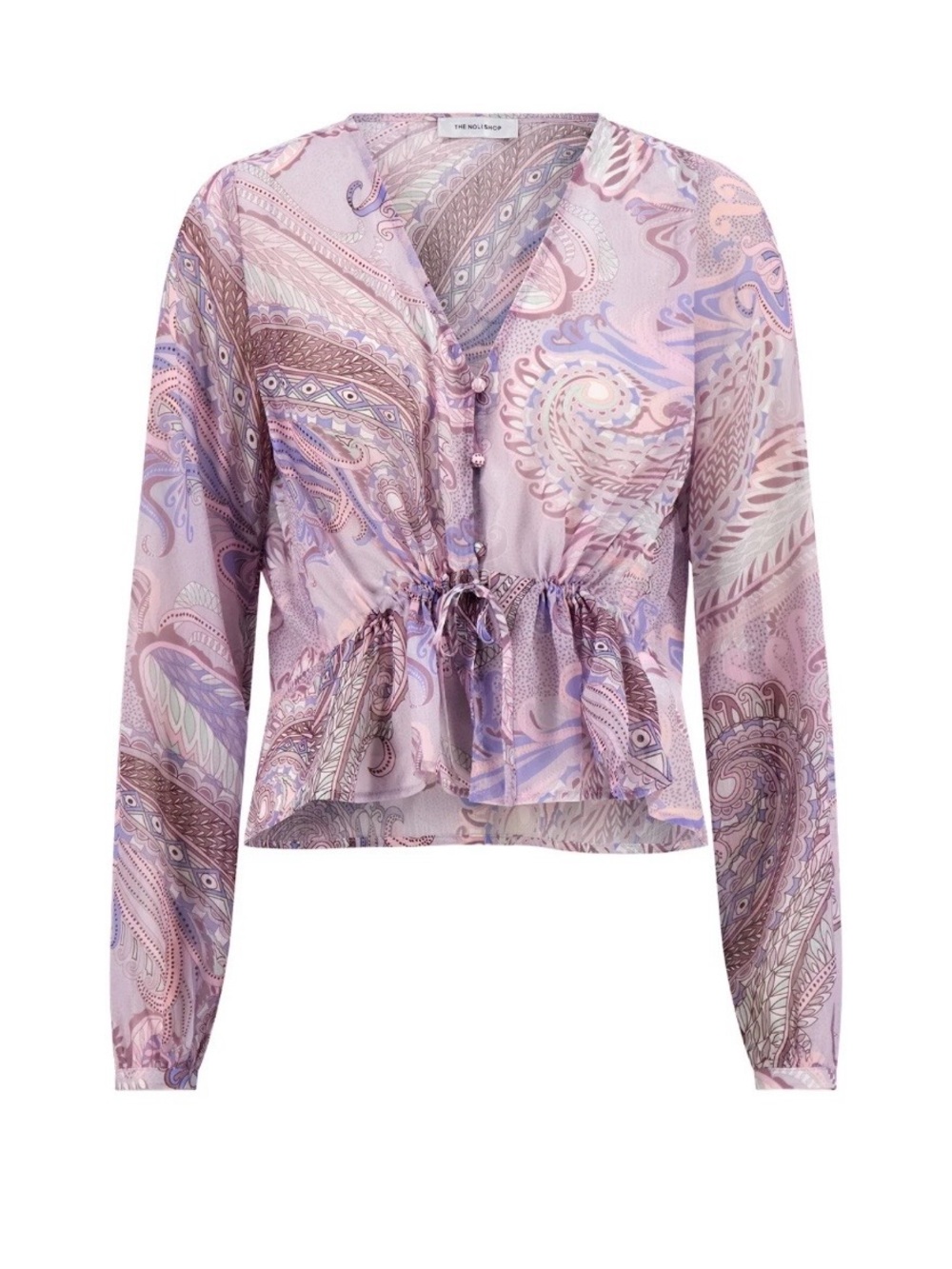 The Noli Shop Women’s Whitney Chiffon L/S Paisley Boho Top-NWT-Sz XS-Quick Ship